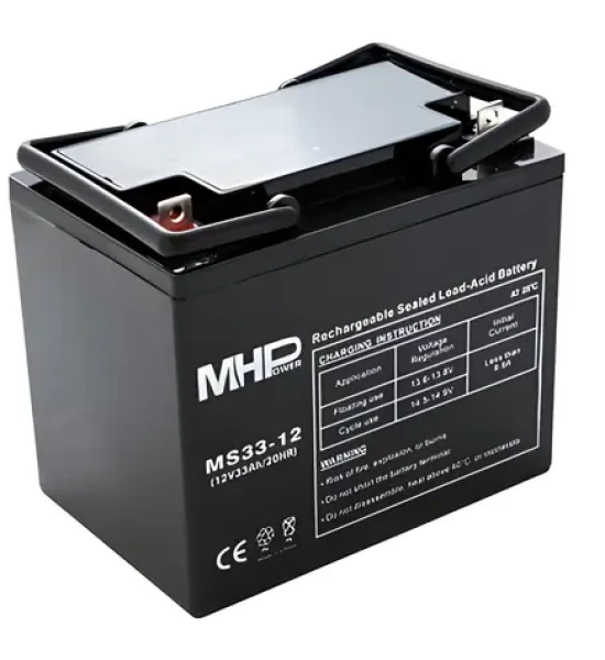 MHPower olověný akumulátor AGM 12V/33Ah / Olověný akumulátor / AGM / 12 V / 33 Ah / Terminál L2 (MS33-12)