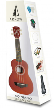 Arrow PB10 NT Soprano Ukulele - Natural Dark Top SET