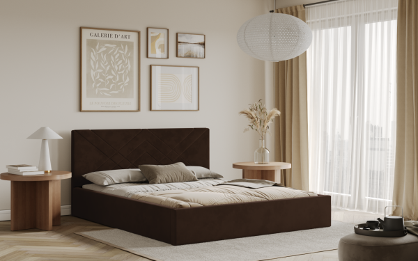 FRONTI Postel PADWA 120x200 hnědá s úložným prostorem