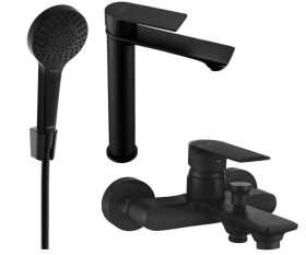 MEXEN - Royo R05 Set umyvadlové a vanové baterie s příslušenstvím, černá 72213R05-70