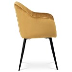 Jídelní židle, potah žlutá matná sametová látka, kovové nohy, černý matný lak