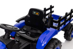 Mamido Dětský elektrický traktor s vlečkou 12V 7Ah EVA kola ECO kůže modrý