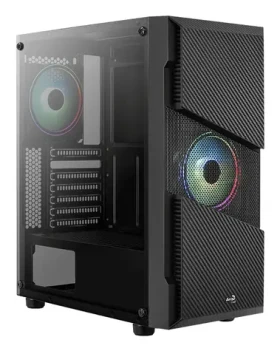 AeroCool Menace Saturn RGB černá / PC skříň / Midi Tower / ATX / 2x USB 3.0 / bez zdroje / průhledná bočnice (ACCM-PV20023.11)