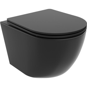 MEXEN/S - Lena Závěsná WC mísa Rimless Tornado včetně sedátka s slow slim, duroplast, černá mat 30221085T