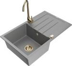 MEXEN - Bruno granitový dřez s odkapávačem včetně baterie Telma, šedá 6513-71-670200-50