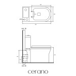 CERANO - WC kombi s umývátkem Hygisink, Rimless - bezokrajové splachování + UF sedátko - spodní/zadní odpad - bílá lesklá - 71,5x36 CER-664708
