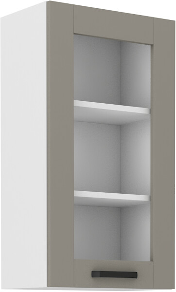 Horní prosklená skříňka Luna 40 GS-90 1F Barva korpusu: Bílá, Barva dvířek: Clay Grey