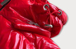 Krátká červená prošívaná dámská bunda kapucí (CAN-333) červená