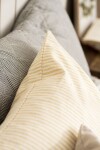 IB LAURSEN Povlak na polštář Augusta Natural/Mustard Stripes 50 x 50 cm, hnědá barva, krémová barva, textil
