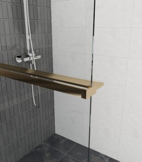 Erga Paris, polička/držák na ručníky pro sprchovou zástěnu (max. 140cm), zlatá matná, ERG-V02-PARIS-SHELF-GB