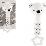 Pískátko/kousátko medvěd plyš 22cm bíločerné na kartě v sáčku 0+