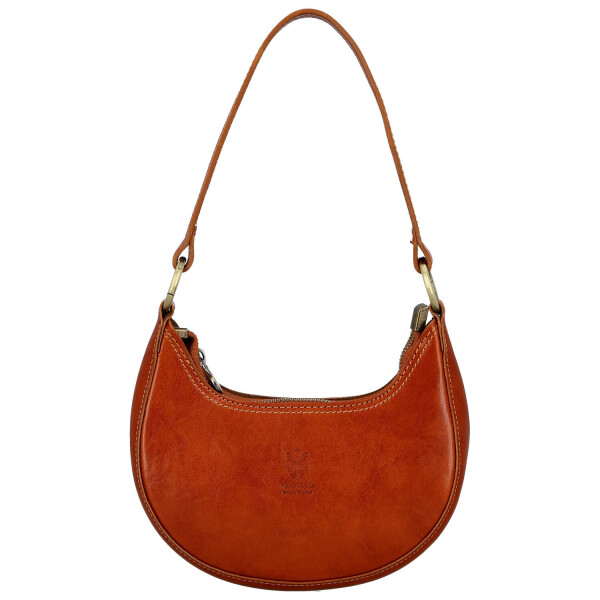 Luxusní dámská kožená kabelka na rameno Delami Vera Pelle Venny, koňaková