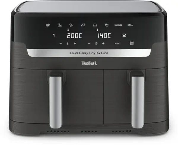 Tefal Dual Easy Fry Grill EY905B šedá / Horkovzdušná fritéza / 2700 W / 8,3 l / 8 programů (EY905B)