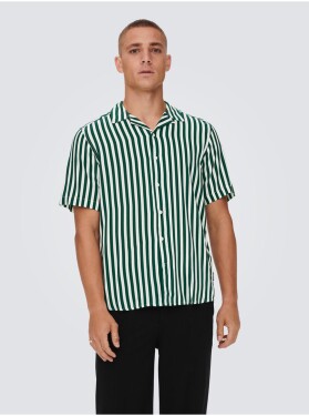 Bílo-zelená pánská pruhovaná košile krátkým rukávem ONLY SONS Pánské