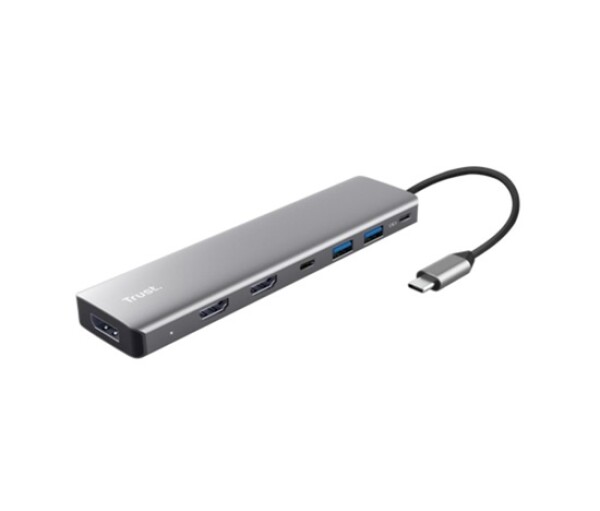 TRUST Dokovací stanice DALYX 7v1, 1xDP, 2xHDMI, 2xUSB-C, 2xUSB, šedá EDF_1667520