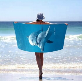 Modrá plážová osuška s delfíny MARRPG-161_498 Modrá