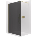 CERANO Sprchová zástěna Walk-in Onyx Round L/P - 8 mm - kulatá vzpěra - zlatá, grafitové sklo - 130x200 cm