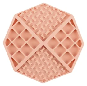 Huhubamboo Lízací podložka pro psy růžová / Lízací podložka / Osmiúhelník / 15x15 cm (356084)
