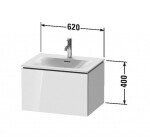 DURAVIT - L-Cube Umyvadlová skříňka 40x62x48 cm, 1 zásuvka, lesklá bílá LC613502222