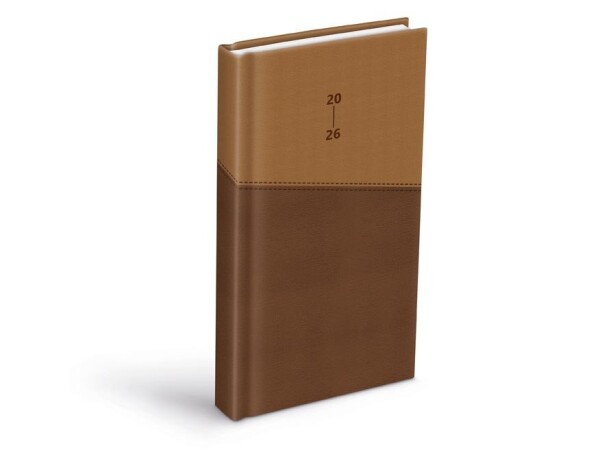 Diář 2026 D802 PU dark brown/beige 90x170mm