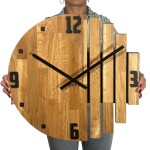 DumDekorace Designové dubové nástěnné hodiny ASYMETRIA s tichým chodem - 50 cm