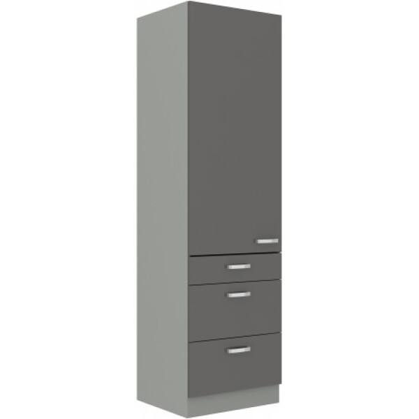 Vysoká potravinová skříňka 60 DKS-210 3S 1F - Premium box Barva korpusu: Šedá, Barva dvířek: Šedý lesk (Šedá)