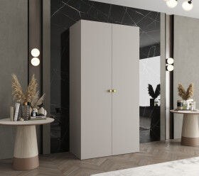 Šatní skříň Abi Parma 1 Rozměry: 100 cm, Pásky / úchyty: Zlatý, Barva korpusu + barva dveří: Kašmír + Kašmír