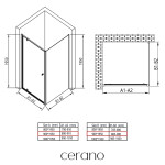 CERANO - Sprchový kout Ferri L/P - 6 mm - černá matná, transparentní sklo - 90x90x195 - pivotový CER-427483
