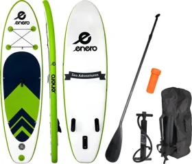 ENERO Paddleboard 275x76x10 cm zeleno-černo-bílá / Nafukovací / Nosnost 85 kg / Sada s pádlem (1019956)