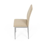 Židle jídelní, béžová látka, šedé kovové nohy