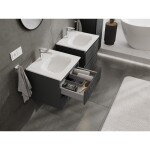 MEXEN/S - Rivel koupelnová skříňka 50 cm s umyvadlem Vela, 2 zásuvky, reliéf , grafit mat/bílá mat 91A20-05047-2-BFF66-W23M01
