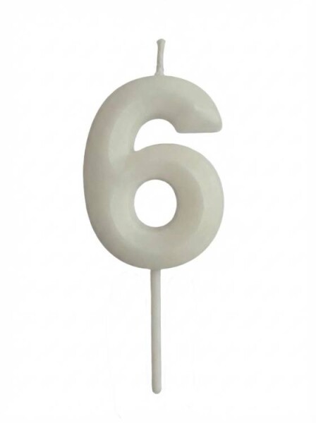 Dortisimo Svíčka s elegantním motivem číslo 6 bílá