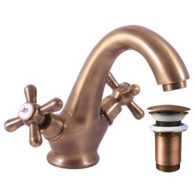 RAV Slezák - MORAVA RETRO - Umyvadlová baterie s výpustí, Stará mosaz (Bronz), 1/2" MK129.5SM