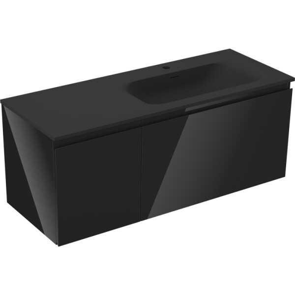 MEXEN/S - Orio koupelnová skříňka 120 cm s umyvadlem Vela pravá, 1S, 1D, černá lesk/černá mat 91A13-12047-3-BBFF70-W23P71