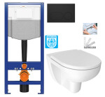 CERSANIT předstěnový instalační systém s černým tlačítkem K97-0637 + WC JIKA LYRA PLUS RIMLESS + SEDÁTKO DURAPLAST SLOWCLOSE K97-526 0637 LY2