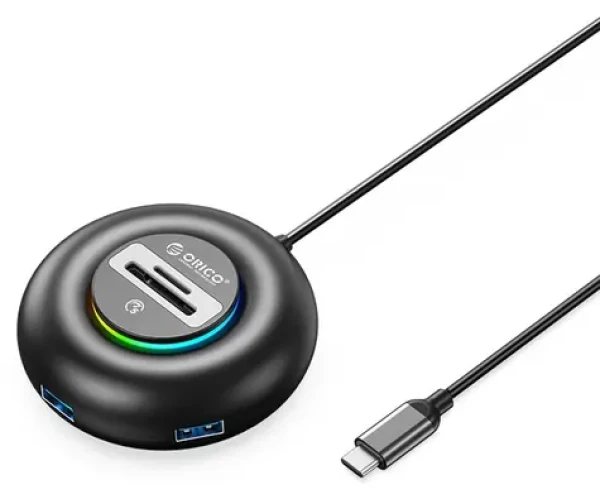 Orico YXR5-C3 černá / USB hub / 4x USB-A 3.0 / čtečka SD a microSD / kabel 0,3 m