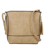 Trendy dámská koženková crossbody kabelka Lída, tmavě béžová
