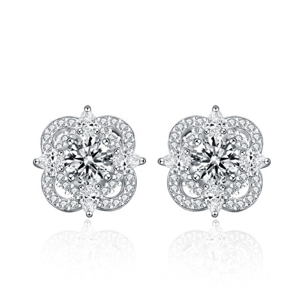 Royal Fashion stříbrné náušnice HA-XEA003-SILVER-MOISSANITE