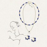 Dvojitý náhrdelník s lapis lazuli a zirkony Aurelia, 45 cm Modrá