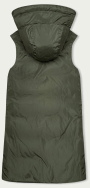 Černo-khaki dlouhá oboustranná dámská vesta (B8159-1) odstíny zelené S (36)