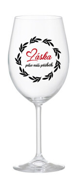 LÁSKA PÍŠE NÁŠ PŘÍBĚH - čirá sklenice na víno 350 ml