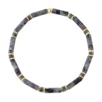 Luxusní pánský náramek Antonio Gold - larvikit, zlatý hematit, Šedá 20 cm