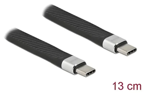 Delock USB Type-C - USB Type-C 13 cm černá / FPC plochý stuhový kabel / USB 3.2 Gen 2 / PD 5 A / 10 Gbit/s (86939)