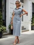 Dámské džínové midi šaty bez rukávů FashionStreet EY2686 s34