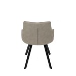 Židle jídelní, béžová látka v dekoru broušené kůže, černý kov