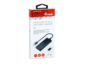 Equip USB Hub 4x USB-A / USB hub / USB 3.2 Gen 1 5 Gbps / adaptér USB-C (128956)