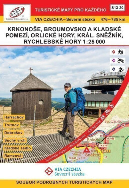 VIA CZECHIA Severní stezka, BOX S13-20 Krkonoše-Rychlebské hory 25 000, 476. 785. km Severní stezky (pěší varianta); Harrachov Trutnov