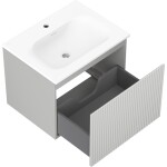 MEXEN/S - Rivel koupelnová skříňka 60 cm s umyvadlem Vela, 1 šuplík, reliéf , šedá mat/bílá mat 91A20-06047-1-BF62-W23M01