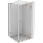 MEXEN/S - Lunar-F L sprchový kout skládací dveře pravá 70 x 70, transparent, měď kartáčovaná 836L-070-070-65-00-P