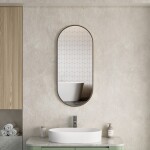 Erga Oval, oválné zrcadlo 40x90cm, černý rám, ERG-V01-OVAL-4090-BK